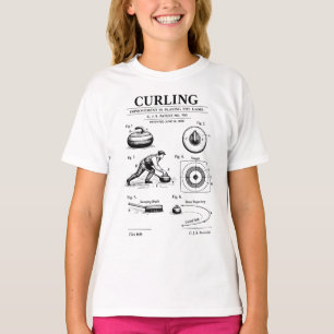 Camiseta projeto de blueprint de patente de curling