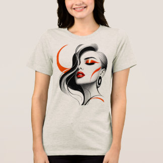 Camiseta Projeto de retrato de mulher abstrata de luxo