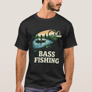 Camiseta Projeto Gráfico de Pescador de Lago de Robalo Gran