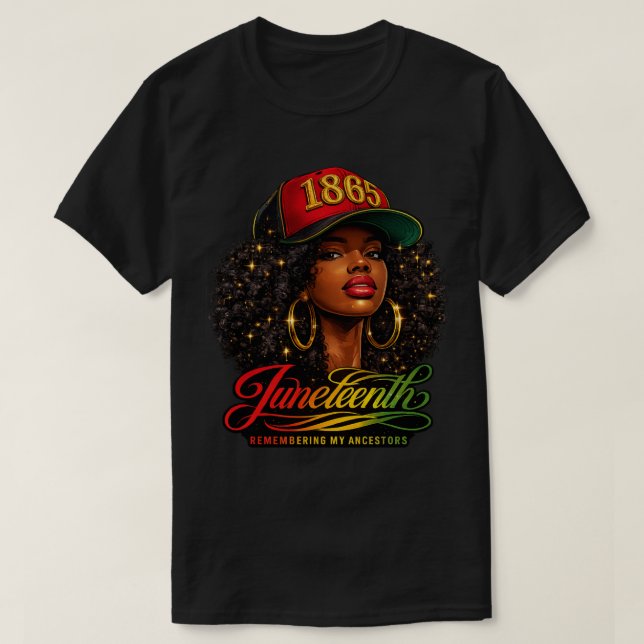 Camiseta Projeto Juneteenth 1865 Lembrando dos Ancestrais (Frente do Design)