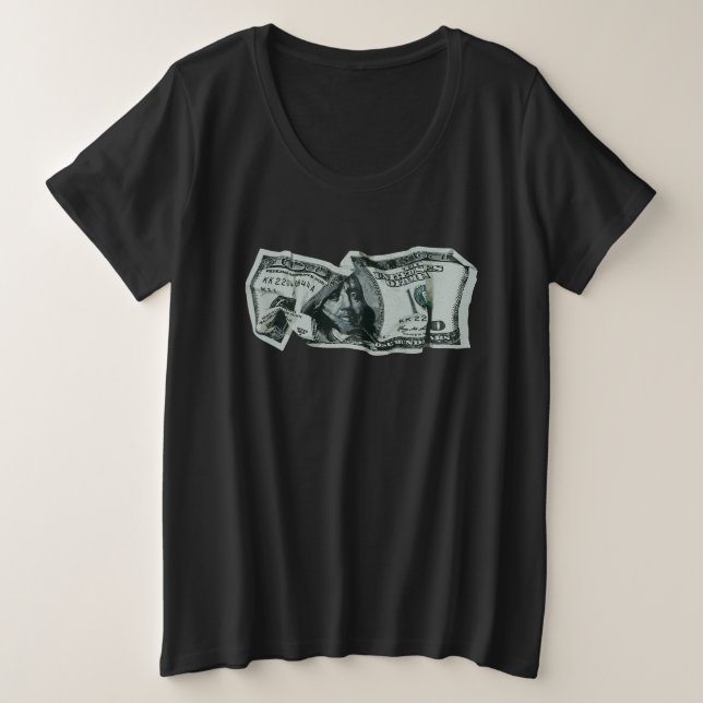 Camiseta Projeto Moderno da Nota de $100 Amassada (Frente do Design)
