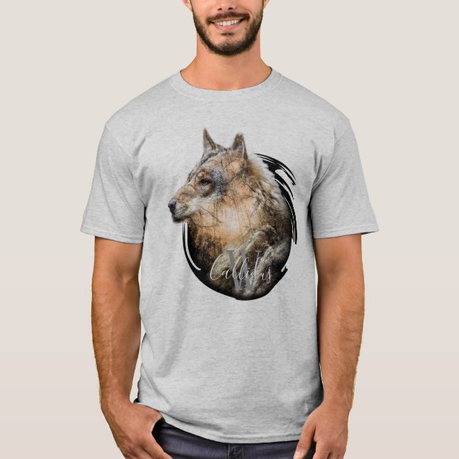 Camiseta Projeto personalizado do lobo da floresta (Frente)