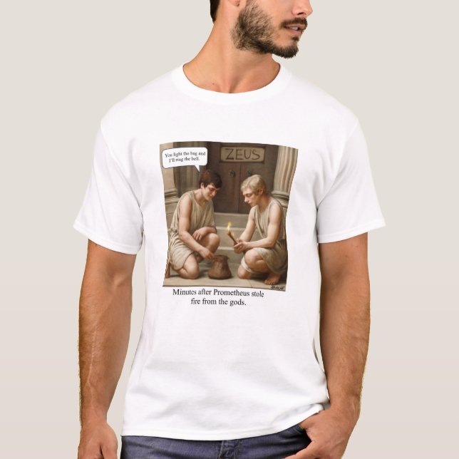 Camiseta Prometeu roubou o fogo dos deuses. (Frente)