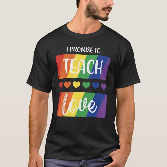 Camiseta Prometo Ensinar Adoráveis Professores Do Rainbow L (Frente)