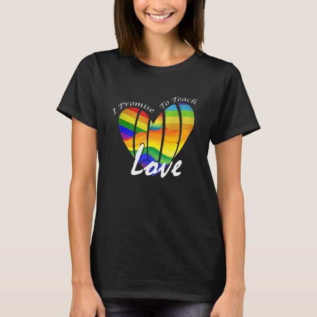 Camiseta Prometo Ensinar Ao Amor Lgbt Qpride Orgulhoso Ally (Frente)