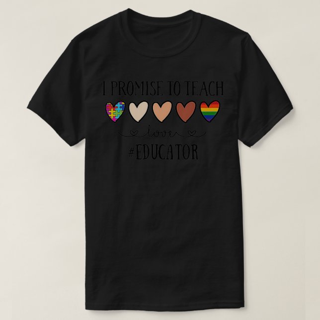 Camiseta Prometo Ensinar Coração A Educador Do Amor (Frente do Design)