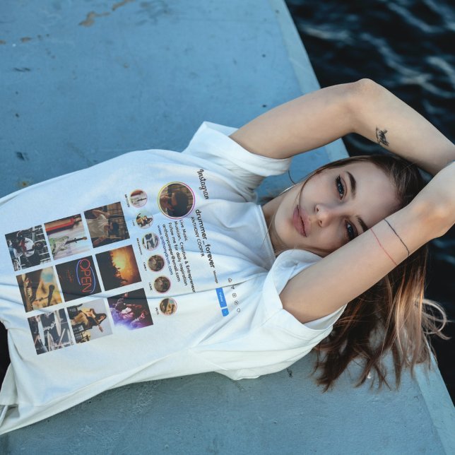 Camiseta Promoção de grade de fotos de colagem de fotos do  (Criador carregado)