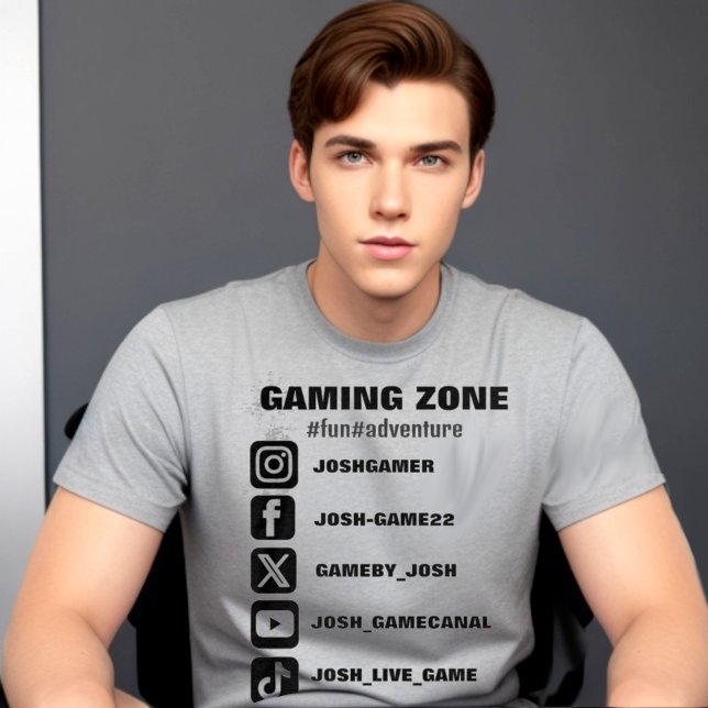 Camiseta Promocional de ícones das mídias sociais (Social media icons tee with your username to promote your internet content and increase engagement)