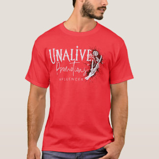 Camiseta Promoções de Unalive Influenciador NOVO Logotipo B