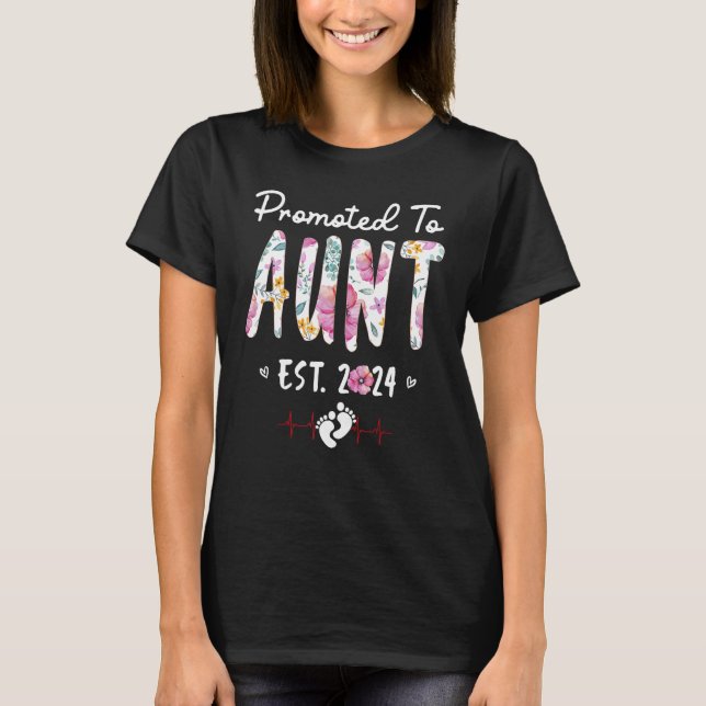 Camiseta Promoted To Aunt 2024 First Time New Aunt Pregnanc (Frente)