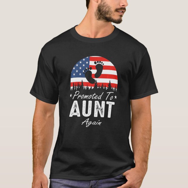 Camiseta Promoted To Aunt Again 2024 US Flag Father's Day P (Frente)