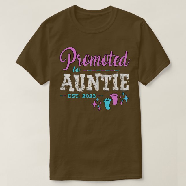 Camiseta Promoted To Auntie Est 2023  Pregnancy Reveal Girl (Frente do Design)