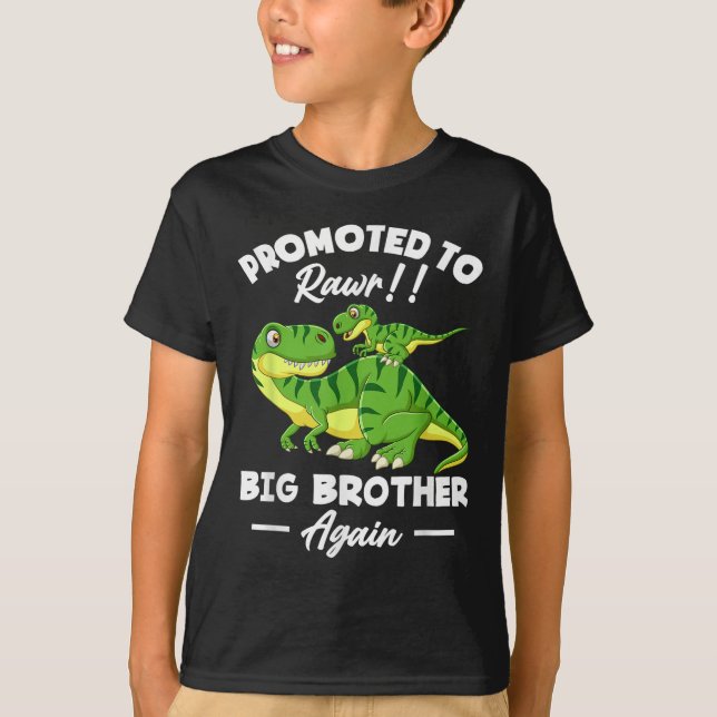 Camiseta Promoted To Big Brother Again Dinosaur Lover Gift  (Frente)