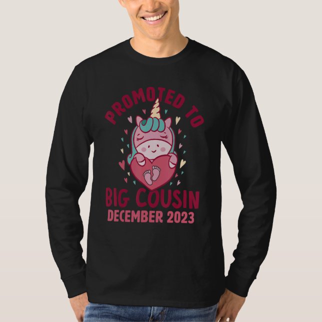Camiseta Promoted to Big Cousin December 2023 Unicorn Heart (Frente)