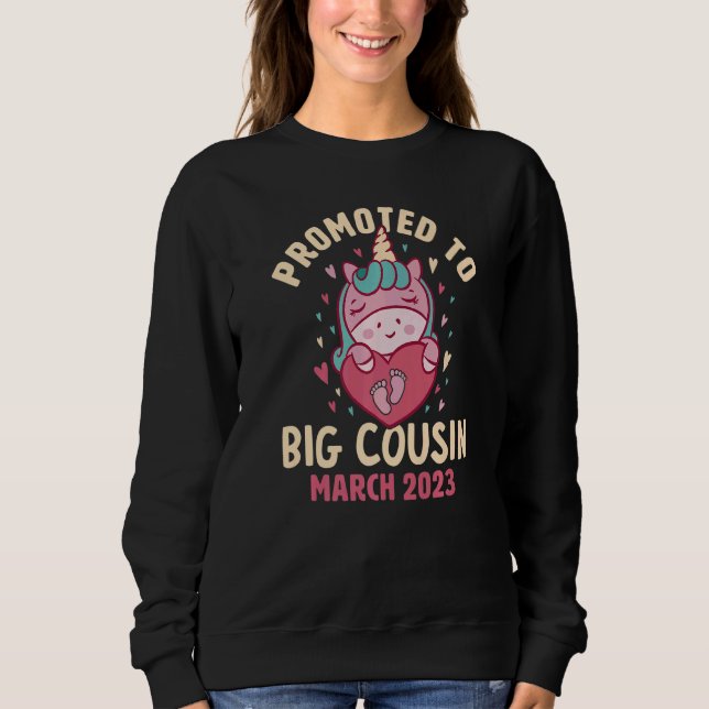 Camiseta Promoted to Big Cousin March 2023 Unicorn Hearts N (Frente)