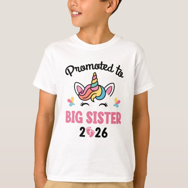 Camiseta Promoted To Big Sister 2026 Unicorn Baby Announcem (Frente)