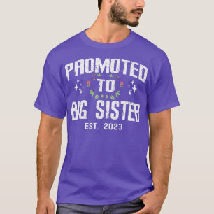 Camiseta Promoted To Big Sister Est 2023 Pregnancy Tee wit