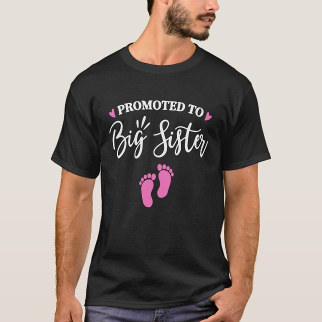 Camiseta Promoted To Big Sister Est it's a Girl Pink Sister (Frente)