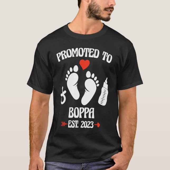Camiseta Promoted To Boppa 2023 First Time New Grandpa Preg (Frente)