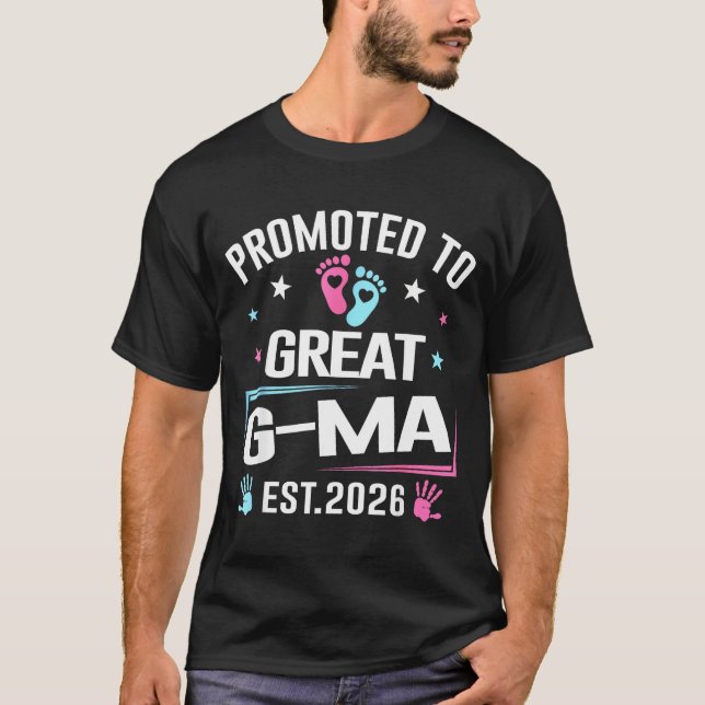 Camiseta Promoted To Great G-ma Est 2026 Pregnancy Announce (Frente)