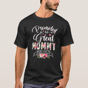 Camiseta Promoted To Great Mommy Est 2022 Floral First Time