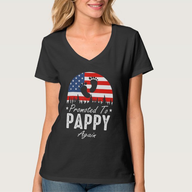 Camiseta Promoted To Pappy Again 2024 US Flag Father's Day (Frente)