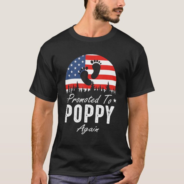 Camiseta Promoted To Poppy Again 2024 US Flag Father's Day (Frente)