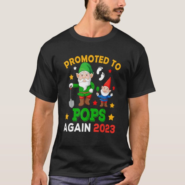 Camiseta Promoted To Pops Again 2023 Two Funny Gnomes Pregn (Frente)