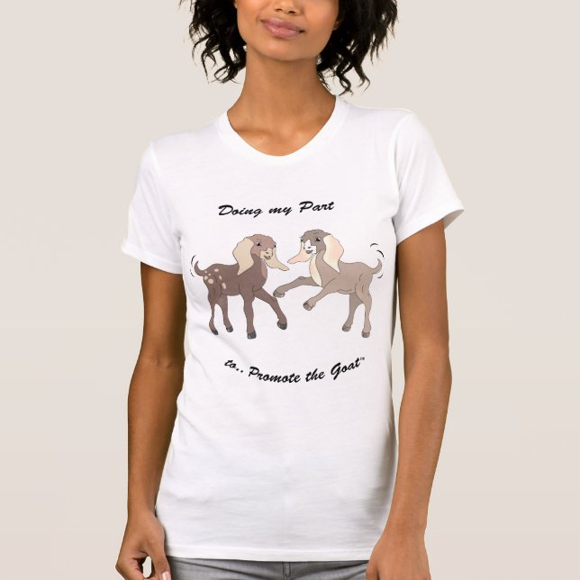 Camiseta Promover o Capim - Cartoon Nubian Goat Kids (Frente)