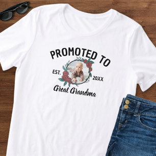 Camiseta Promovida a Bisavó Foto de Bebê Preto e Branco