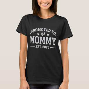 Camiseta Promovida a Mamãe est. 2026 Anúncio de Bebê Mamãe