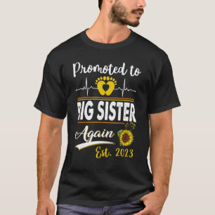 Camiseta Promovido À Irmã Mais Nova 2023 Sunflower New Bi