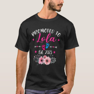 Camiseta Promovido a Lola Est. 2025 Floral Divertido Dia da