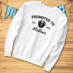 Camiseta Promovido À Mãe De 2025 Pegadas De Bebês