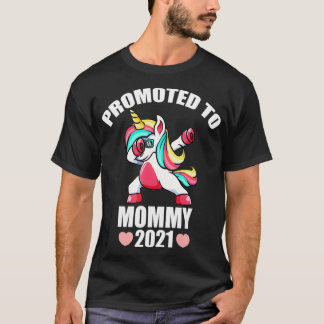 Camiseta Promovido À Mamãe 2021 Unicorn Pela Primeira Vez M