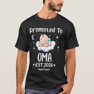 Camiseta Promovido a Oma EST. 2026 Dia das Mães Corações Fo