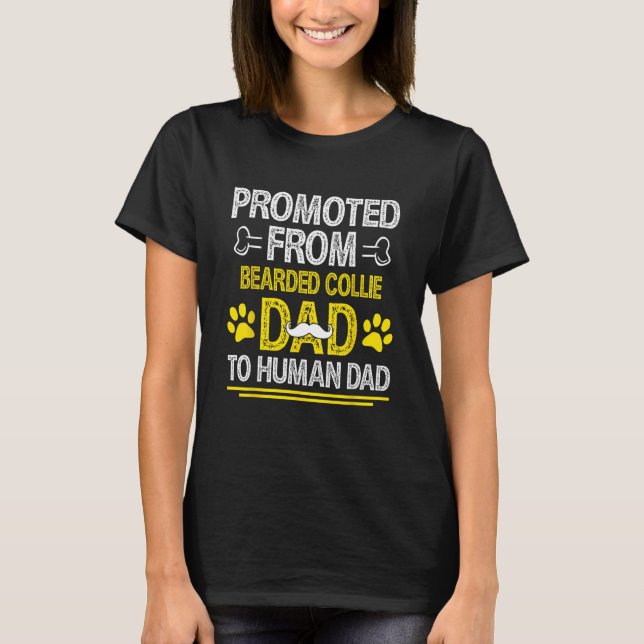 Camiseta Promovido a Pai de Collie Funny Beardie Hum (Frente)
