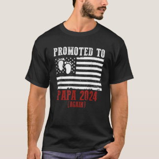Camiseta Promovido a Papa 2024 Novamente Baby Reveal USA Am