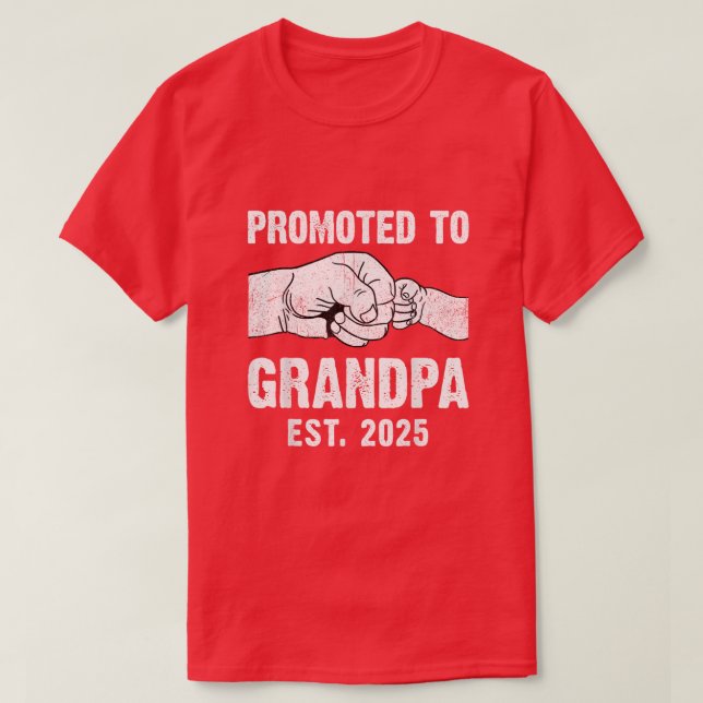 Camiseta Promovido Ao Avô 2025 Anúncio De Gravidez (Frente do Design)