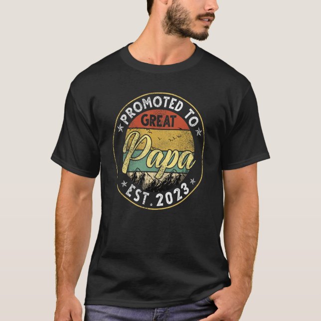 Camiseta Promovido Ao Excelente Papa Est 2023 Novo Papá Pri (Frente)