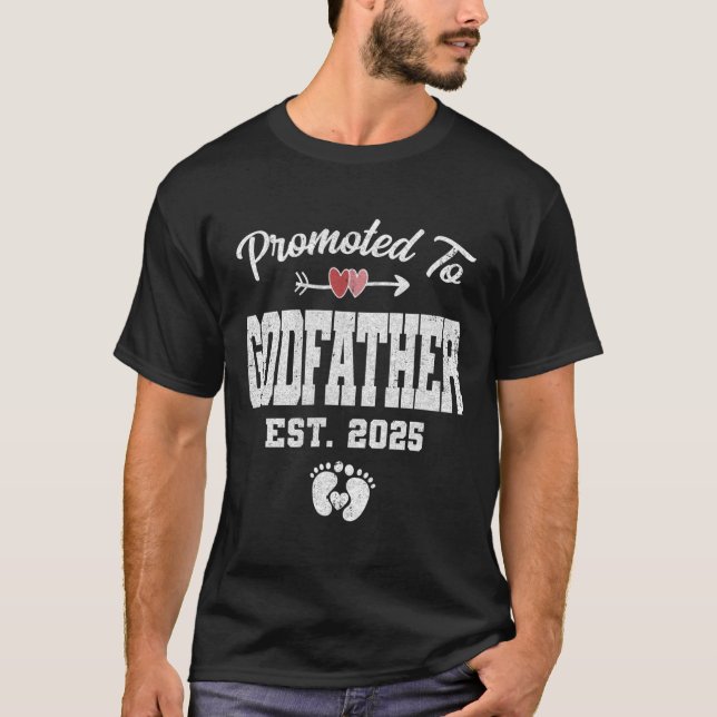 Camiseta Promovido Ao Padrinho Est 2025 Engraçado Primeira  (Frente)