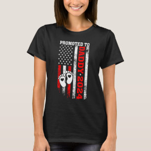 Camiseta Promovido ao Pai 2024 US Flag Novo papai Fi