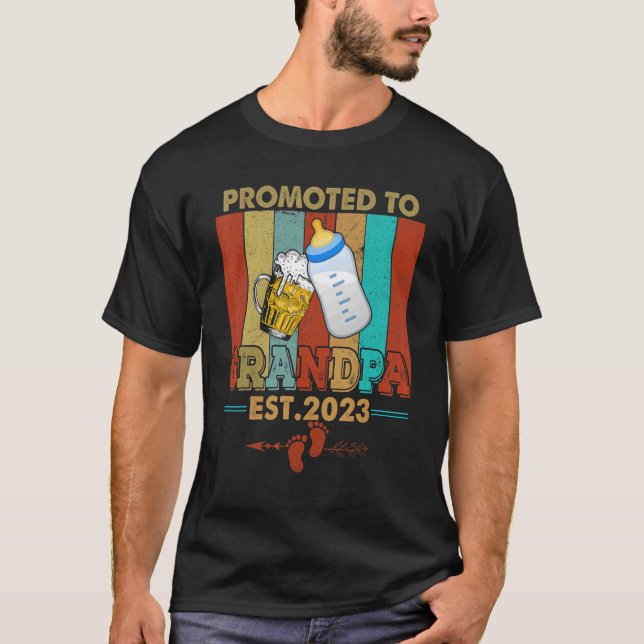 Camiseta Promovido Ao Vovô Est 2023 Novo Avô Primeiro Tim (Frente)