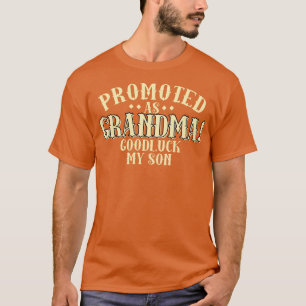 Camiseta Promovido Como Avó Boa Sorte Meu Filho