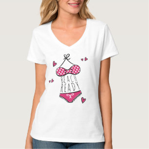 Camiseta Pronta para praia, rosa-branca, de Bikini