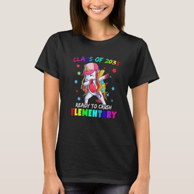 Camiseta Pronto Esmaga Elementar 2035 Dabbing Unicórnio Cos (Frente)