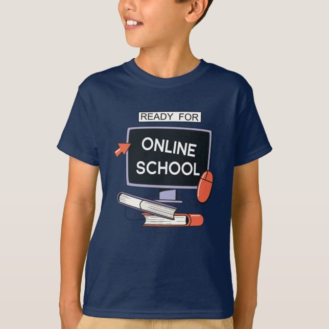 Camiseta Pronto para a escola online (Frente)
