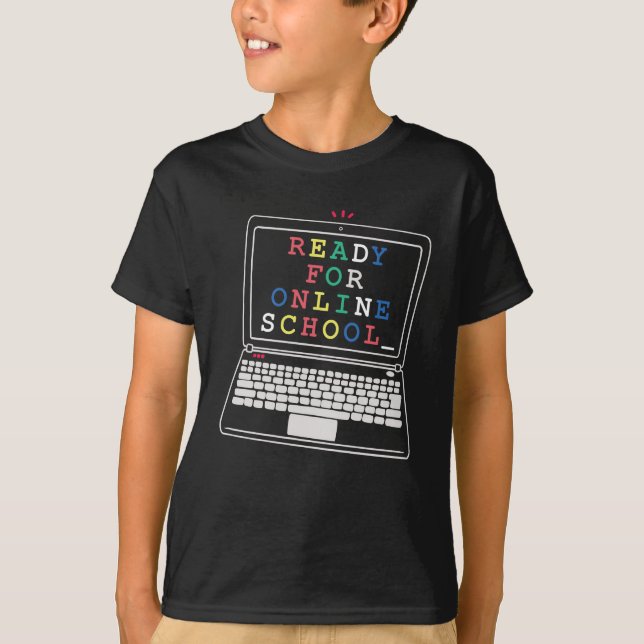 Camiseta Pronto para a escola online (Frente)