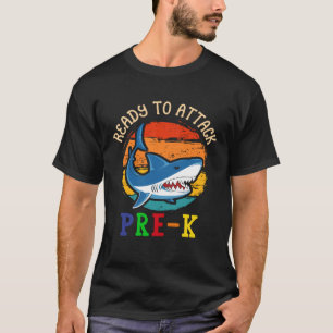 Camiseta Pronto para atacar o tubarão PRE K primeiro de vol