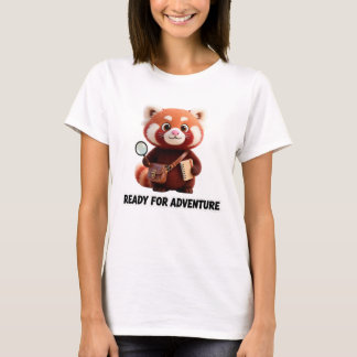 Camiseta Pronto Para Aventura Fofa Panda Vermelha Explorado